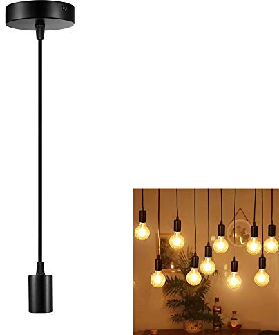 Portalámparas de Suspensión E27, Luz Industrial Vintage, Lámpara de Suspensión E27 para Lámparas de Suspensión, Base de Lámpara de Suspensión Comedor sala comedor restaurante(Negro)