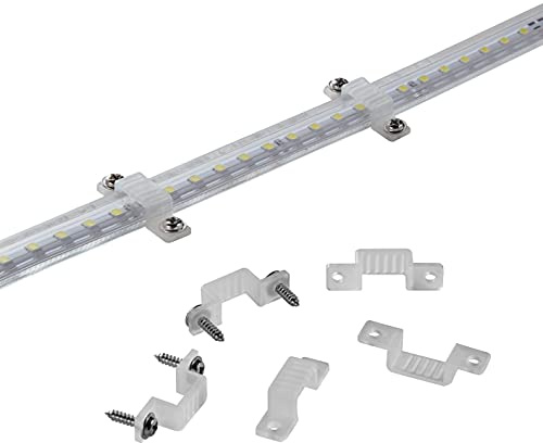 MMSD 100 Pack led Rope Light mounting Brackets Outdoor Rope Light Fixing Clips Suit for 12-13mm Width Rigid Rope Light Holder with 202PCS Screws