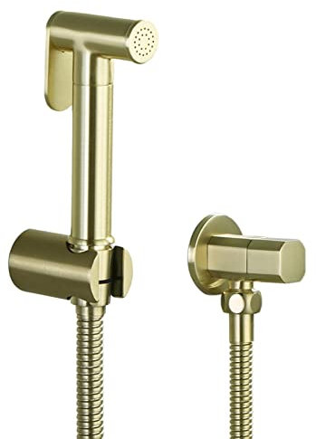 Doccetta per Wc Disabili Doccetta Bidet Oro Spruzzatore Portatile per Bidet con Tubo Acqua Fredda con 1/2 Valvola Idroscopino per Wc Ottone