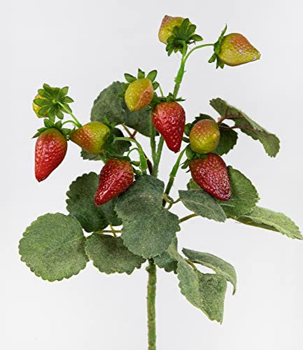Künstliche Erdbeeren/Erdbeerpflanze 30cm JA Kunstblumen künstliche Pflanzen Blumen Kunstobst Dekoobst Früchte