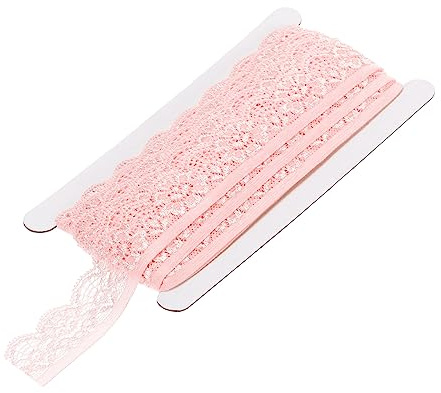 QUARKZMAN Encaje Adorno Vintage Crochet 0.98 x 10 Yardas Claro Rosa Encaje Cinta para Bricolaje Recorte Álbum Ropa Tela Boda Decoración Regalo Papel
