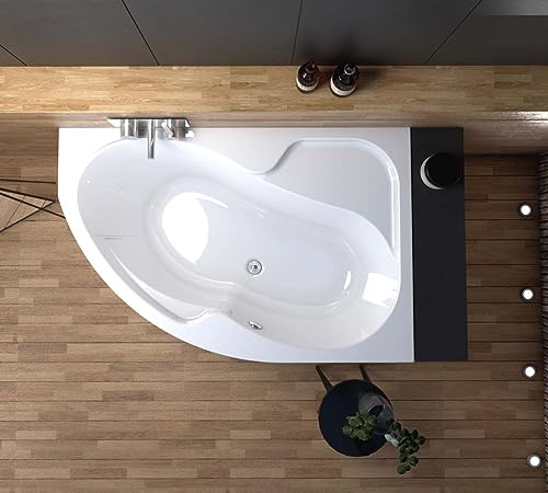 ECOLAM Vasca da bagno angolare in acrilico WELA + scarico piedini in silicone (150 x 100 cm destra senza rivestimento)