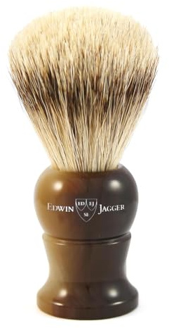 Edwin Jagger 3EJ282 Large Super Badger Shaving Brush, Imitation Light Horn for use with Shaving Cream or Soap for Men…