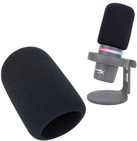 For HyperX DuoCast Foam Mic Cover - High-Density Pop Filter & Professional Microphone Windscreen, Reduces Noise and Plosives for Studio Recording by SUNMON(Black)