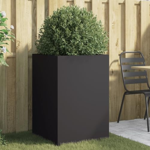 vidaXL Odlingslåda svart 52x48x75 cm kallvalsat stål, odlingslådor, hög odlingslåda, upphöjd odlingslåda, blomlådor, höga odlingslådor