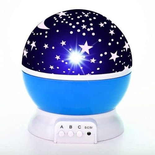 Generico Proiettore Stelle Soffitto, Luce Notturna Bambini Con 8 Colori Luci & 360° Rotazione, Luce Notte per Bambini, Neonati, Compleanno, Vivai (BLU)