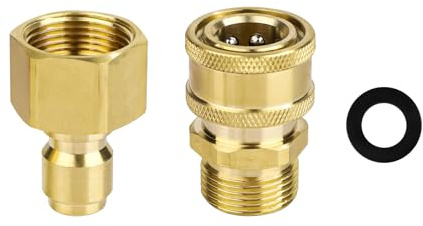 NQEUEPN 2 Stück Hochdruckreiniger Adapter Set, M22 15mm bis 9,5mm Hochdruckreiniger-Schnellkupplung Schlaucharmaturen Hochdruckreinigerteile Zubehör für Hochdruckreinigerpistole Schlauch, 5000 PSI