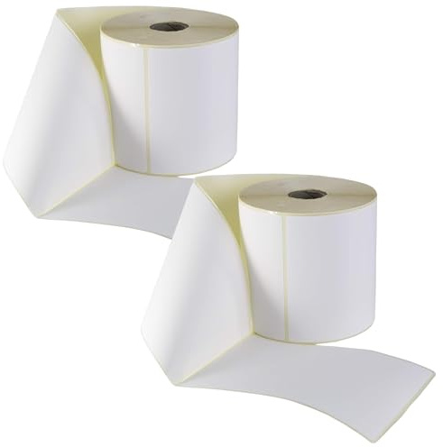 2 Rollos de Etiquetas Adhesivas 100x150mm 1000 Etiquetas Compatibles con Impresoras Zebra Termicas Directas, Perforadas. 500 Etiquetas por Rollo.