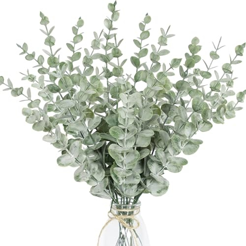 HNVNER 36pcs Eucalyptus Leaves Stems Eucalyptus Artificial Flowers Faux Greenery Leaves Branches for Flower Arrangement Home Wedding Party Decoration