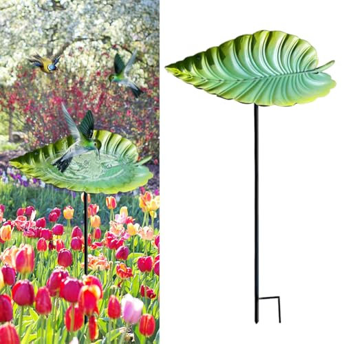 Vogelbad Stehend mit Erdspieß - Winterfester Wassernapf und Futterspender für Wildvögel im Garten