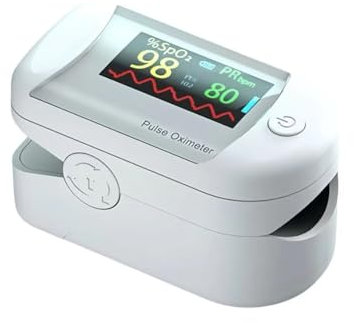 Haftek Pulse Oximeter – Fingertip Oxygen Monitor with OLED Display – Accurate SpO₂, Pulse Rate & Perfusion Index – One-Button Use, Lightweight & Portable – With Video Instructions – Adults & Children