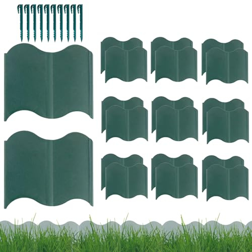 Erconsso Borde de Jardín - 20 Piezas Borde para Jardín | Cerca Desmontable para Parterres, Césped y Caminos de en Patio y Entrada
