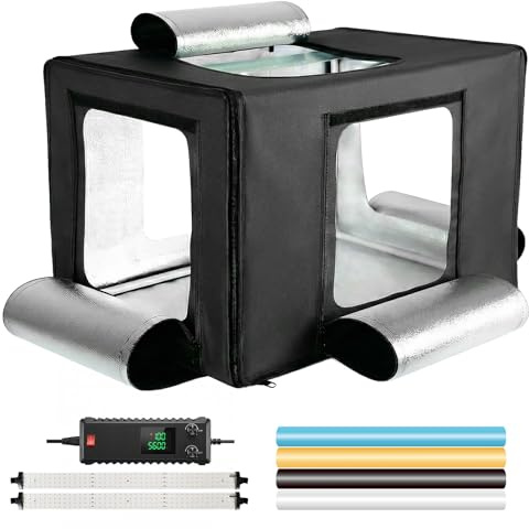 Light Box for Photography Handheld Live Streaming 24x16x16inch Photo Studio Bi-Color Dimmable LED Shooting Tent Cube Box with 4 Color Backdrops,336Pcs LED Lights 3200-6500K Photo Lighting Booth