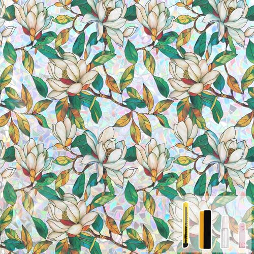 KROMAPOLIS Vinilo Ventana Privacidad Vinilos para Cristales Adhesivo 3D Decoración Electroestática, lámina Privacidad Ventana Anti UV Rainbow Window Film Privacy Dormitorio Cocina Blanco - 44.5x200cm