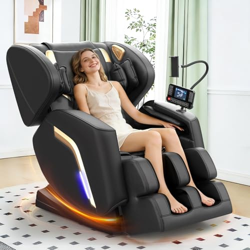 NAGLIFOR Poltrona Massaggiante con Funzione di Riscaldamento,14 Rulli Massaggianti,9 Airbag,Massaggio ai piedi,Altoparlante Bluetooth,Controllo Tramite Smartphone,Controller Touchscreen, Gravità Zero
