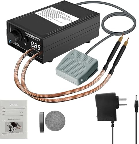 Soldador por puntos 8000 W, portátil soldador por puntos ajustable para baterías 18650, mini máquina de soldadura por puntos 0,1-0,3 mm, 0-1200A, con pantalla LCD, con hoja de níquel de 1 m