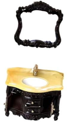 KIXZSAZ Set di mobili da bagno funzionali per casa delle bambole, completo di mobiletto per lavabo, decorazione per coinvolgenti sessioni di gioco per bambini, lavabo in