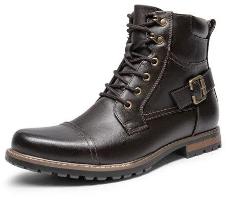 Bruno Marc Men's Motor Biker Boots | Leather Lace Up Work Classic Combat Military Dress Motor
