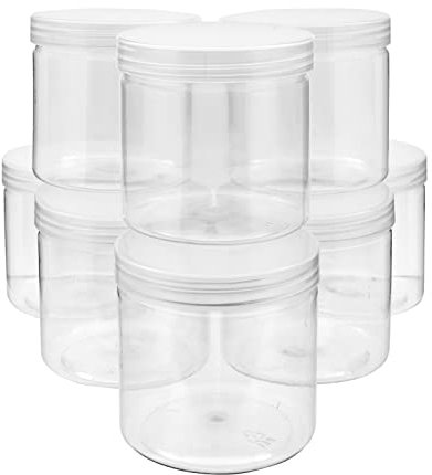 8 Pack Clear 340 ml Plastic Jars with Lids, Containers for Slime for Kids DIY Crafts