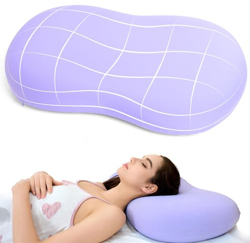 KEEPMOV Memory Foam Pillows - Cervical Neck Pillows for Pain Relief, Ergonomic Contour Pillow for Side Back Stomach Sleepers (Purple)