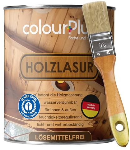 colourPlus® Holzlasur lösemittelfrei (750ml, Anthrazitgrau) seidenglänzende Holzlasur Außen- Holz Grundierung - Holz Lasur - Aussen - Made in Germany