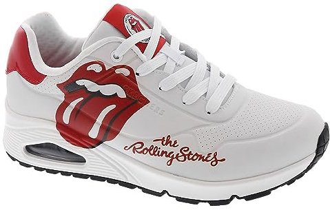 Skechers Uno-Rolling Stones - Sneaker Singola, da Donna, Colore Bianco/Rosso, Taglia 38