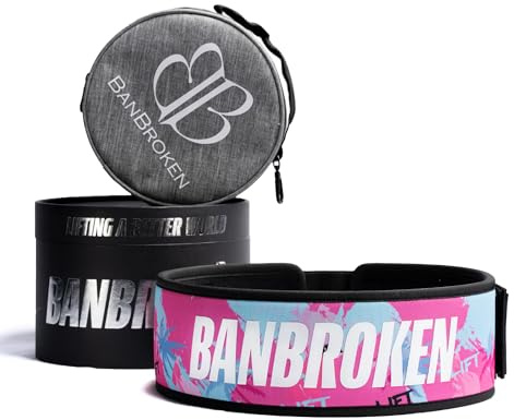 Banbroken | Cinturón lumbar Crossfit | Hebilla de Acero Inoxidable | Powerlifting | Material EVA Técnico | Ligero | 9,5 cm | Incluye bolsa de transporte | Morado | M