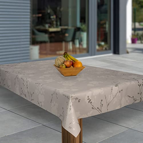laro Wachstuch-Tischdecke Abwaschbar Garten-Tischdecke Wachstischdecke PVC Plastik-Tischdecken Eckig Meterware Wasserabweisend Abwischbar AP, Muster:Blumen Weiß Grau, Größe:118x180