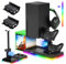 FYOUNG Upgraded Cooling Stand and Charging Station for Xbox Series X Console & Controller, Fan Cooling System with 15 RGB Lights & 2X1400 mAh Rechargeable Battery Pack Accessories for Xbox Series X