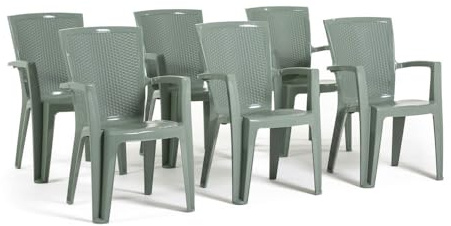 RATTATAN Diana - chaises empilables d'extérieur et de Jardin en résine Effet rotin avec accoudoirs (6, Vert Sauge)