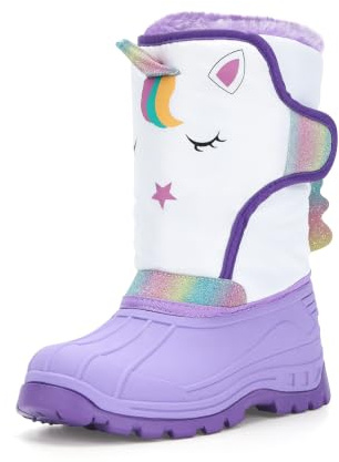 FUNCOO PLUS Snow Boots Kids Waterproof Warm Winter Wellies, Unicorn Size 1