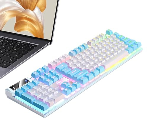 Tastiera meccanica, tastiera da gioco cablata - Tastiera meccanica per computer a 104 tasti,Tastiera per computer, tastiera luminosa, tastiera cablata, tastiera da gioco per PC Gamer, computer desktop