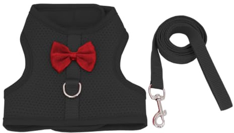 Harnais Laisse Lapin Réglable, Gilet Marche Lapin en Maille Respirante, Gilet Nœud Papillon Formel pour Lapin Chaton Cochon d'Inde Chinchillas
