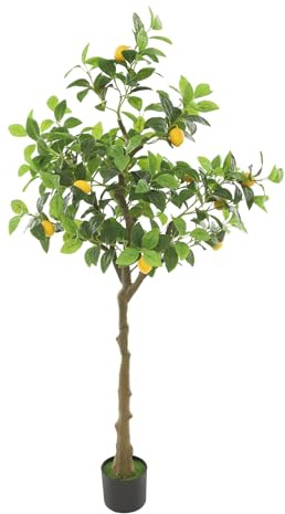 Konstgjort citronträd med kruka, naturtrogen, lättskött av PE-skum för vardagsrum, kontor och balkong, dekoration, 1,5 m höjd