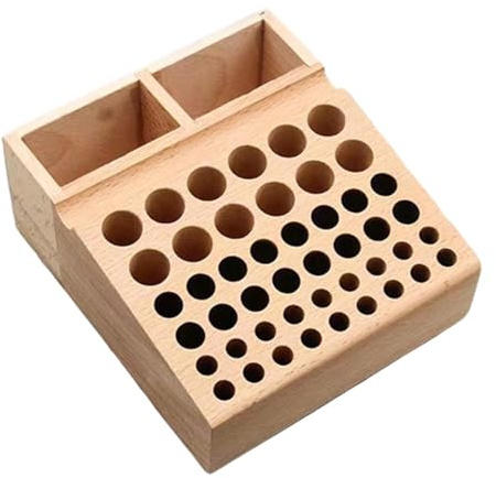 Baoblaze Organisateur d'outils en bois et cuir, support de rangement multi-emplacements pour outils de sculpture, 46 Trous