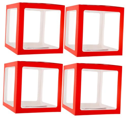 GARVALON Scatole Porta Palloncini Trasparenti 4 Pezzi 30X30X30 CM per Decorazioni Feste Compleanno Matrimonio Shower Accessori Fotografici e Bomboniere per Allestimenti Personalizzati