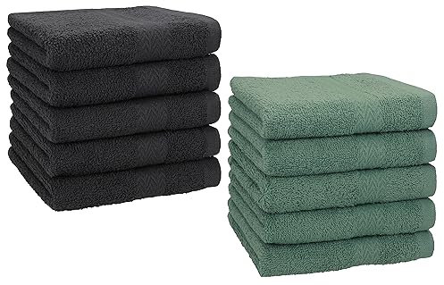 Betz 10 Stück Seiftücher Premium 100% Baumwolle Größe 30x30 cm Farbe Graphit - tannengrün