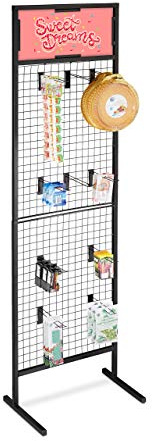 Relaxdays Lochblechständer für Warenpräsentation, 10 Haken für Blister, Lochwand, Stahl, HBT: 215x65,5x44,5 cm, schwarz