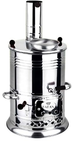 Bouilloire à thé turque portable Samovar pour camping, bouilloire à eau de camping, théière au charbon de semaver pour camping, pique-nique, chasse, activités de plein air avec poignées noires | 3,8 l