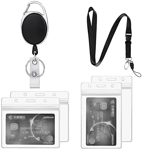 Vicloon Porta Tarjetas Llavero Retractil Y Lanyard, Paquete De 6, Llavero Extensible Retractil, Cordón De Cuello Y Funda Tarjeta Identificación, Para Personal, Estudiantes, Exposiciones