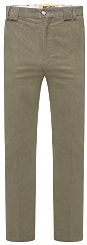 DEMINA Men Moleskin 100% Cotton Semi Formal Trousers Classic Fit Beige 38W/28L