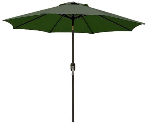 Bricozone Ombrellone da Giardino Spiaggia Air-Vent Antivento Portatile Mare Protezione Anti UV Parasole a Manovella per Esterni Terrazza Balcone Impermeabile Inclinabile in Alluminio 2.7 M Verde