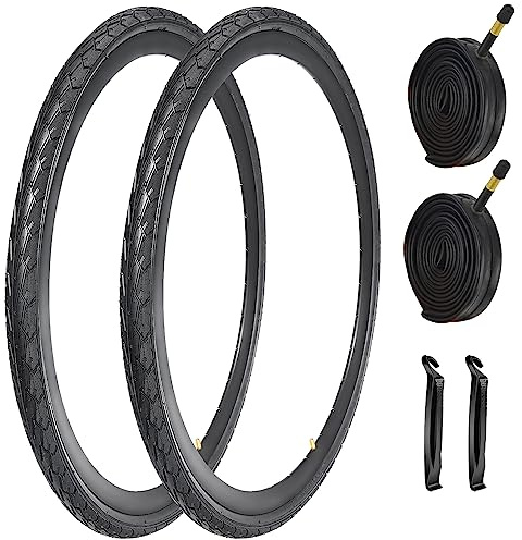 2 Pack 700x23C/25C/28C/35C/38C Bike Tires Plus Bike Inner Tubes Presta Valve 48mm Foldable Replacement Tires for Road Bicycle (700 X 38C/AV)