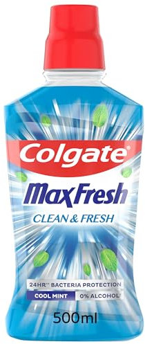 COLGATE - Bain de bouche Colgate Max Fresh Clean & Fresh - Sans alcool- Fraîcheur longue durée pour l'haleine- le flacon de 500ml