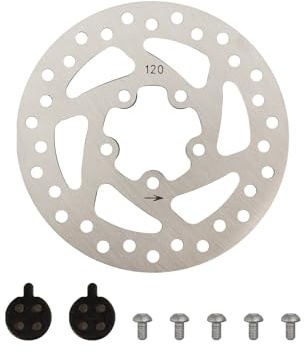 Disco freno da 120mm, 5 fori in acciaio inossidabile Disco freno per E-Scooter con viti e 2 pastiglie freno, disco freno a disco per scooter elettrico M365/PRO/PRO2