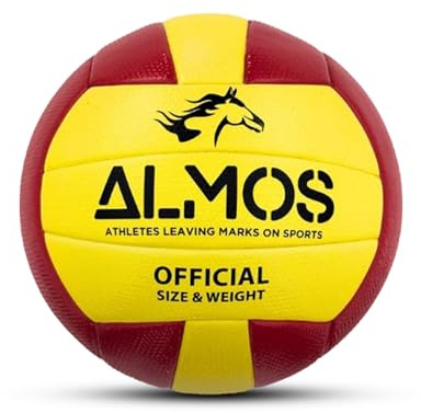 SISA Almos Soft Touch Indoor Volleyball Ball – Official Match Weight, 18-Panel Fabric-Wrapped Butyl Bladder, Training & Match Play for Men, Women & Youth (Red Yellow)