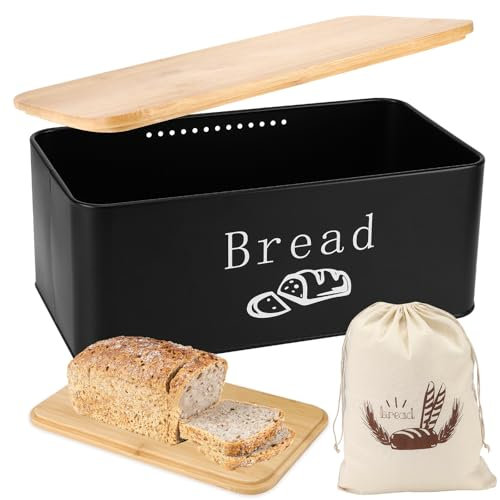Luziyun Contenitore Per Il Pane Portapane Metallo Porta Pane Da Cucina Portapane Moderno Scatola Per Il Pane Con Coperchio In Bambù Può Essere Utilizzato Come Tagliere Con Un Sacchetto Per Il Pane