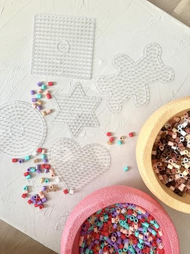 Recyceltes Steckplatten-Set (5 Formen) für XL Maxi Bügelperlen (10mm): Herz, Kreis, Viereck, Stern, Teddy | hergestellt aus 100% recyceltem Material (Steckplatten 5er Set)