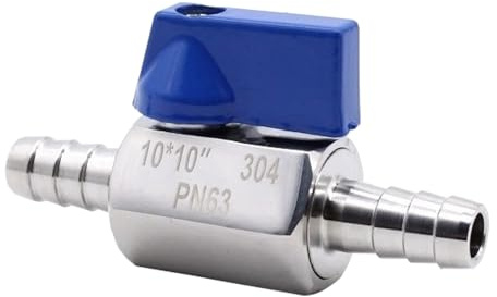Kulventil i rostfritt stål, 10 mm hulling x hulling mini avstängningsbrytare reglerventil slang rörbeslag