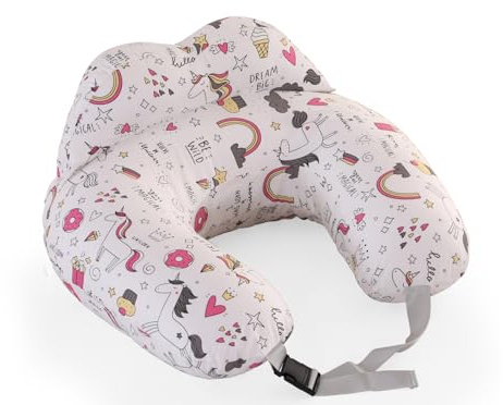 MIFXIN Nursing Pillow, Multifunctional Breastfeeding Pillow with Adjustable Waist Belt, Nursing Pillow with Safety Fence, U-Shaped Multifunctional Pregnancy Pillow (Rainbow Donut)